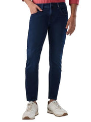 Men Spykar Blue Solid Slim Fit Mid Rise Jeans