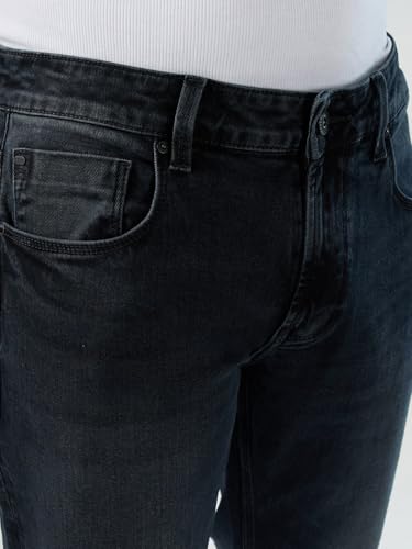 Men Spykar Black Solid Comfort Fit Mid Rise Jeans