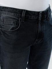 Men Spykar Black Solid Comfort Fit Mid Rise Jeans