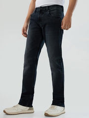 Men Spykar Black Solid Comfort Fit Mid Rise Jeans
