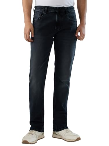 Men Spykar Black Solid Comfort Fit Mid Rise Jeans