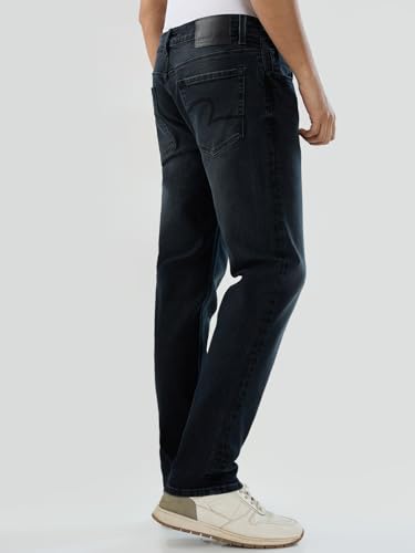 Men Spykar Black Solid Comfort Fit Mid Rise Jeans