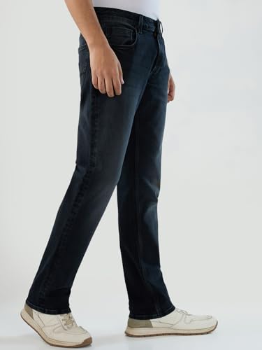 Men Spykar Black Solid Comfort Fit Mid Rise Jeans