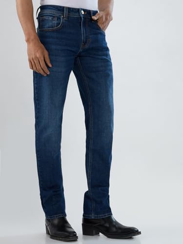 Men Spykar Blue Solid Comfort Fit Mid Rise Jeans