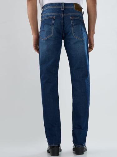 Men Spykar Blue Solid Comfort Fit Mid Rise Jeans