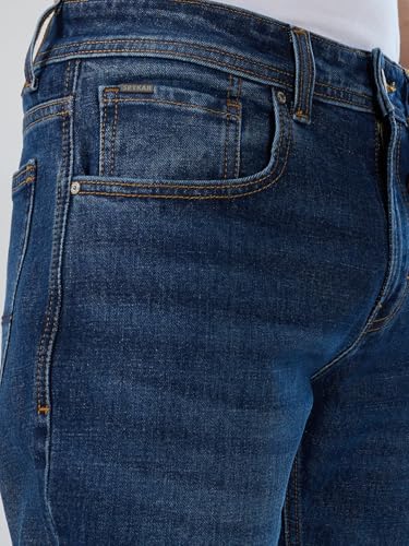 Men Spykar Blue Solid Comfort Fit Mid Rise Jeans