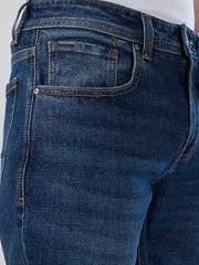 Men Spykar Blue Solid Comfort Fit Mid Rise Jeans