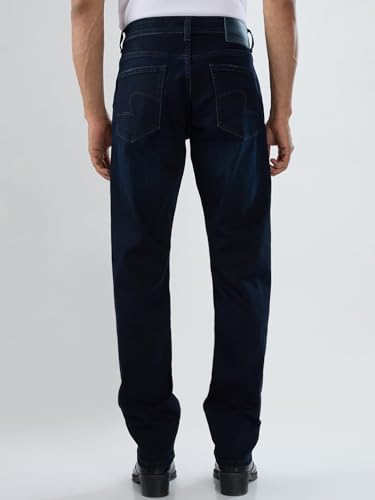 Men Spykar Blue Solid Comfort Fit Mid Rise Jeans
