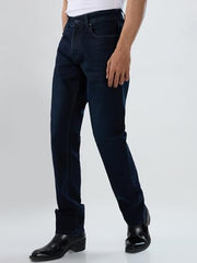 Men Spykar Blue Solid Comfort Fit Mid Rise Jeans