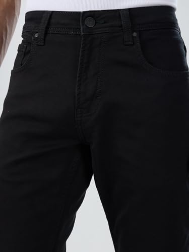 Men Spykar Black Solid Comfort Fit Mid Rise Jeans
