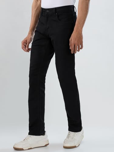Men Spykar Black Solid Comfort Fit Mid Rise Jeans