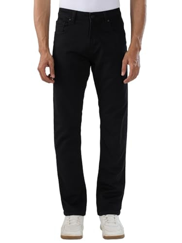 Men Spykar Black Solid Comfort Fit Mid Rise Jeans