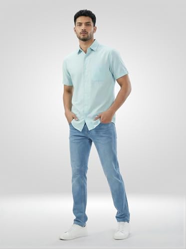 Men Spykar Blue Solid Comfort Fit Mid Rise Jeans