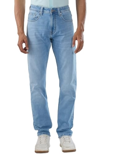 Men Spykar Blue Solid Comfort Fit Mid Rise Jeans