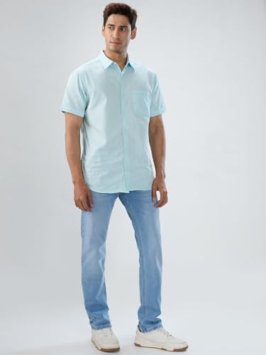 Men Spykar Blue Solid Comfort Fit Mid Rise Jeans