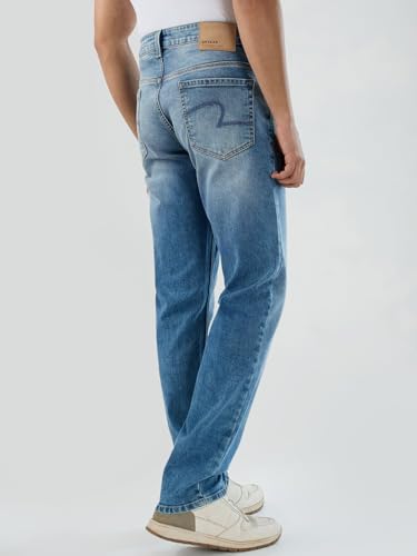 Men Spykar Blue Solid Comfort Fit Mid Rise Jeans