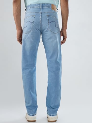 Men Spykar Blue Solid Comfort Fit Mid Rise Jeans