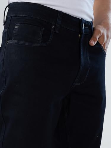 Men Spykar Blue Solid Regular Fit Mid Rise Jeans