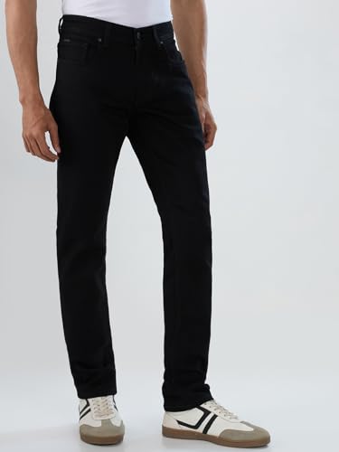 Men Spykar Black Solid Regular Fit Mid Rise Jeans