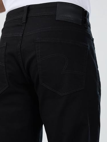 Men Spykar Black Solid Regular Fit Mid Rise Jeans