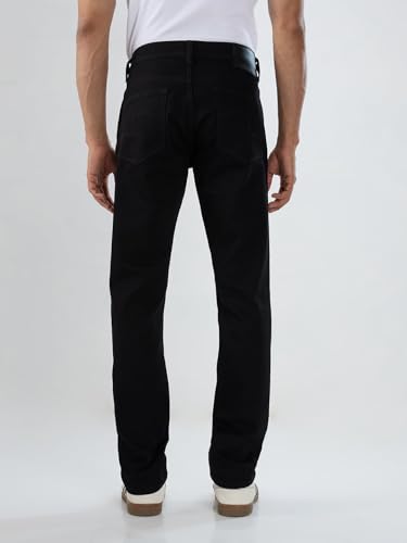 Men Spykar Black Solid Regular Fit Mid Rise Jeans