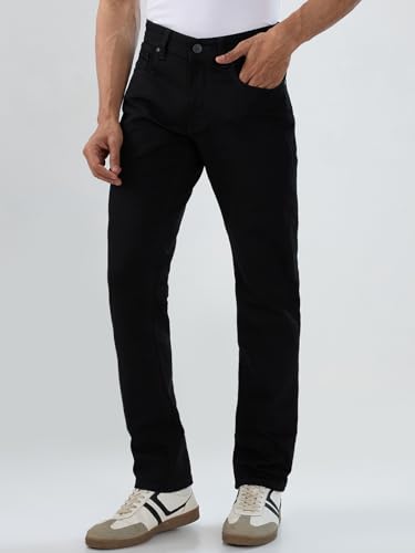 Men Spykar Black Solid Regular Fit Mid Rise Jeans