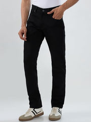 Men Spykar Black Solid Regular Fit Mid Rise Jeans