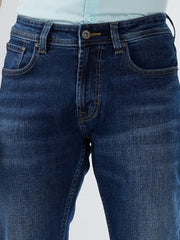 Men Spykar Blue Solid Regular Fit Mid Rise Jeans