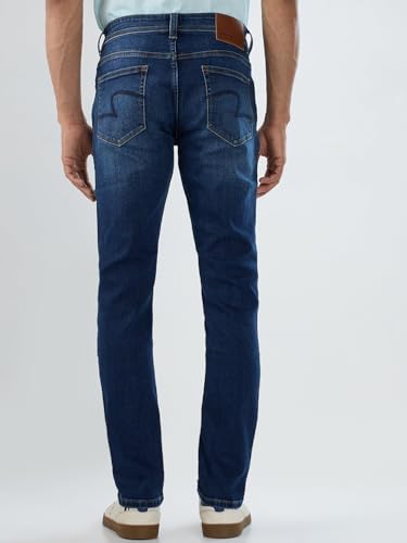 Men Spykar Blue Solid Regular Fit Mid Rise Jeans