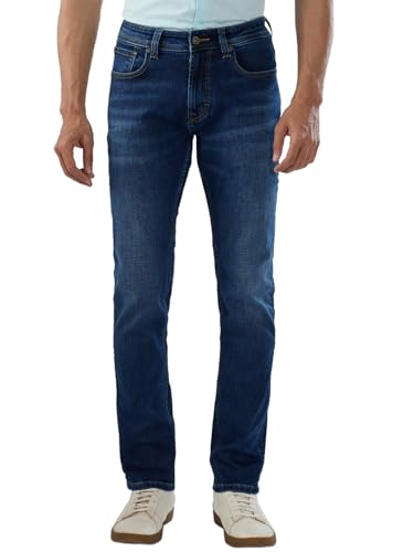 Men Spykar Blue Solid Regular Fit Mid Rise Jeans