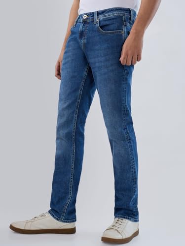 Men Spykar Blue Solid Regular Fit Mid Rise Jeans