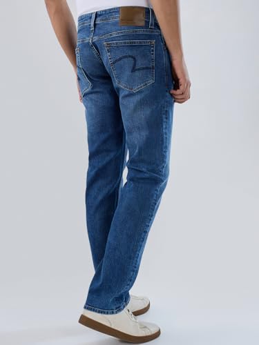 Men Spykar Blue Solid Regular Fit Mid Rise Jeans