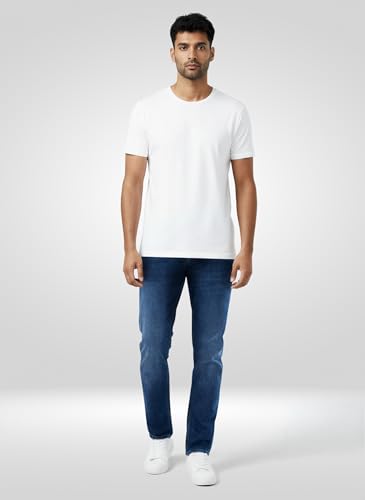 Men Spykar Blue Solid Regular Fit Mid Rise Jeans