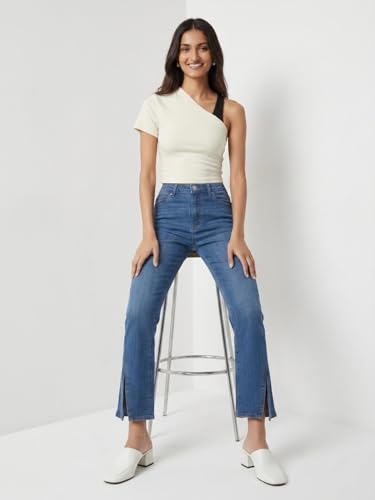 Spykar Women Blue Solid Boot Cut Fit High Rise Jeans