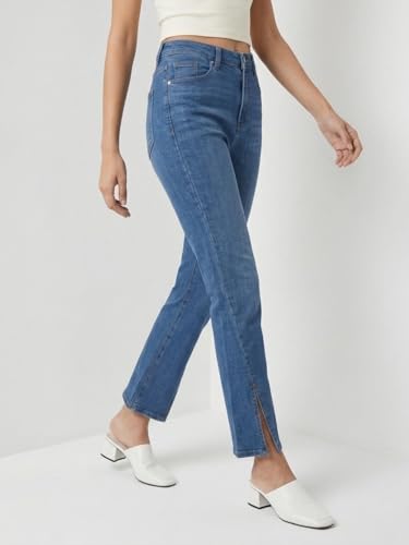 Spykar Women Blue Solid Boot Cut Fit High Rise Jeans