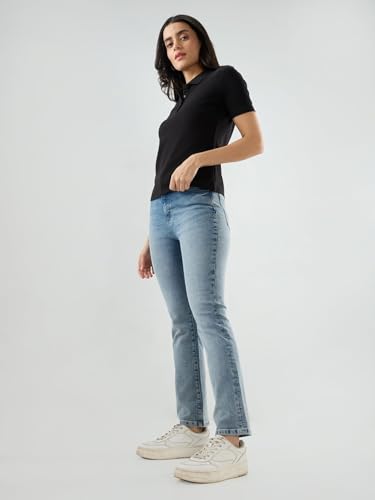 Spykar Women Blue Solid Boot Cut Fit High Rise Jeans