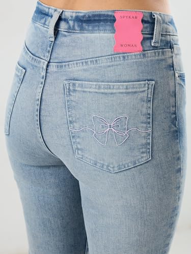 Spykar Women Blue Solid Boot Cut Fit High Rise Jeans