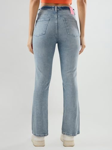 Spykar Women Blue Solid Boot Cut Fit High Rise Jeans