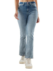 Spykar Women Blue Solid Boot Cut Fit High Rise Jeans