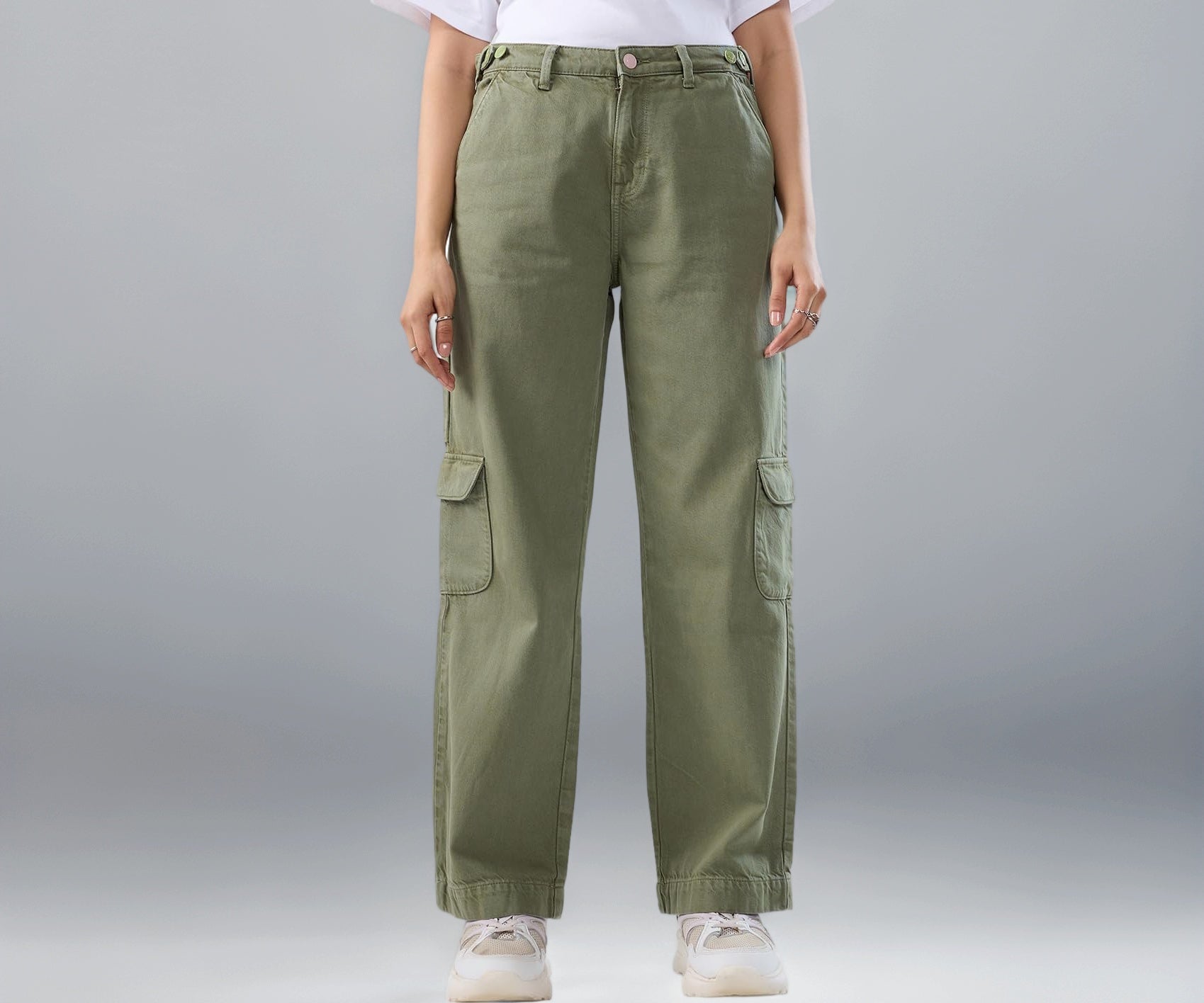 Women Spykar Green Solid Straight Fit High Rise Jeans