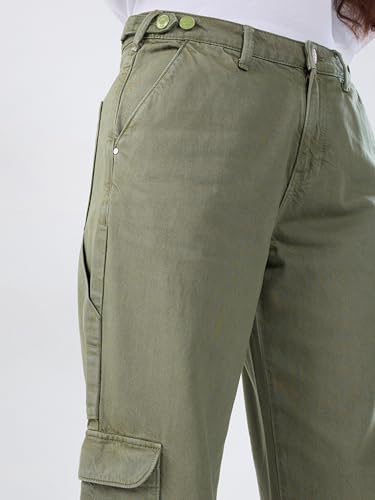 Women Spykar Green Solid Straight Fit High Rise Jeans