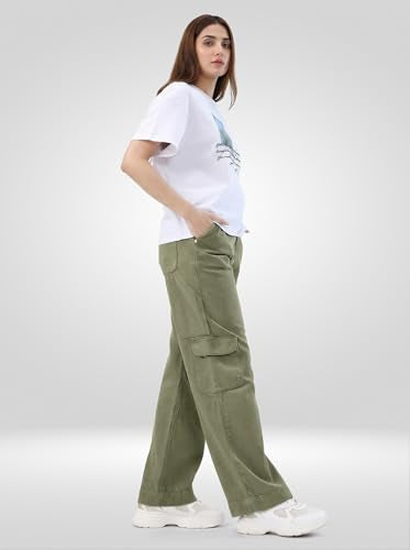 Women Spykar Green Solid Straight Fit High Rise Jeans
