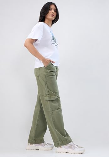 Women Spykar Green Solid Straight Fit High Rise Jeans