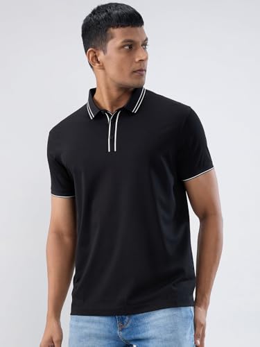 Spykar Men Black Solid Regular Fit T-Shirt