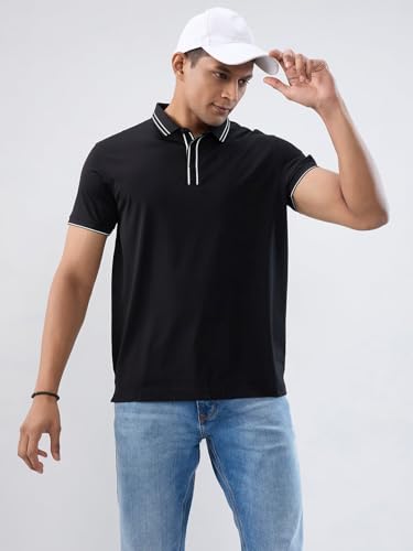 Spykar Men Black Solid Regular Fit T-Shirt