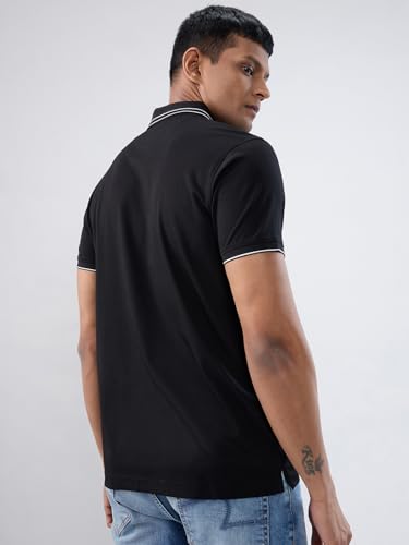 Spykar Men Black Solid Regular Fit T-Shirt