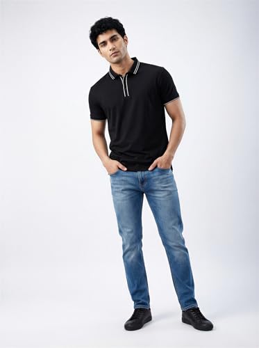 Spykar Men Black Solid Regular Fit T-Shirt