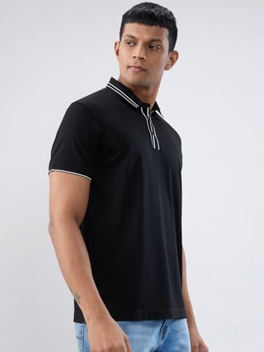Spykar Men Black Solid Regular Fit T-Shirt