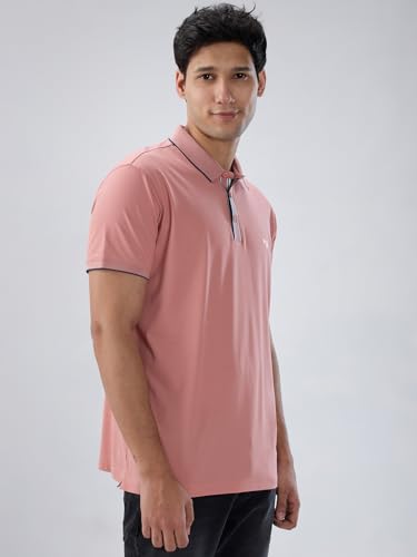 Spykar Men Pink Solid Regular Fit T-Shirt