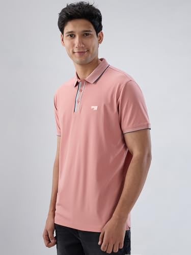 Spykar Men Pink Solid Regular Fit T-Shirt